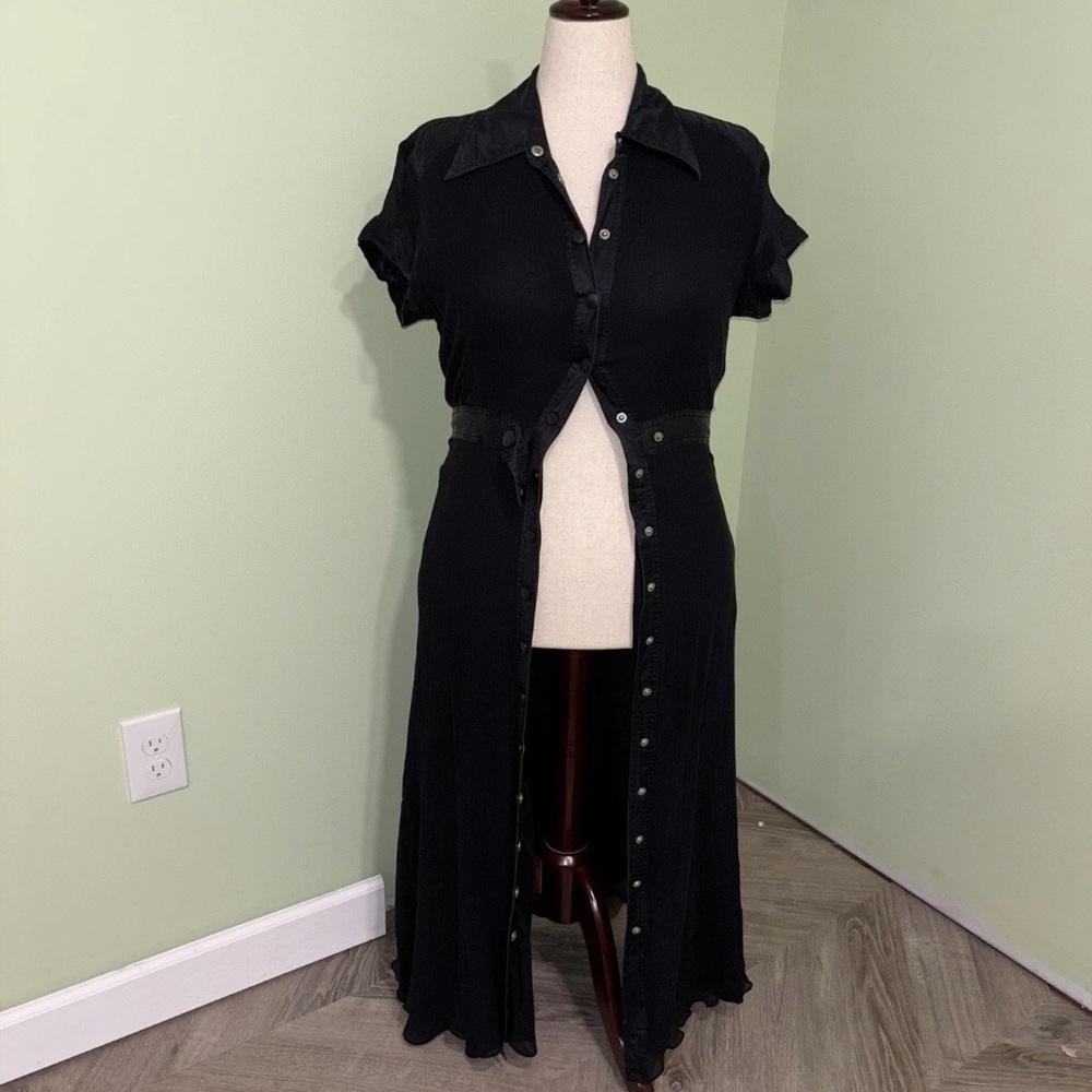 VTG 90s Spiegel Black Silk Dress Maxi Dress Sheer Grunge Whimsigoth Women’s 14